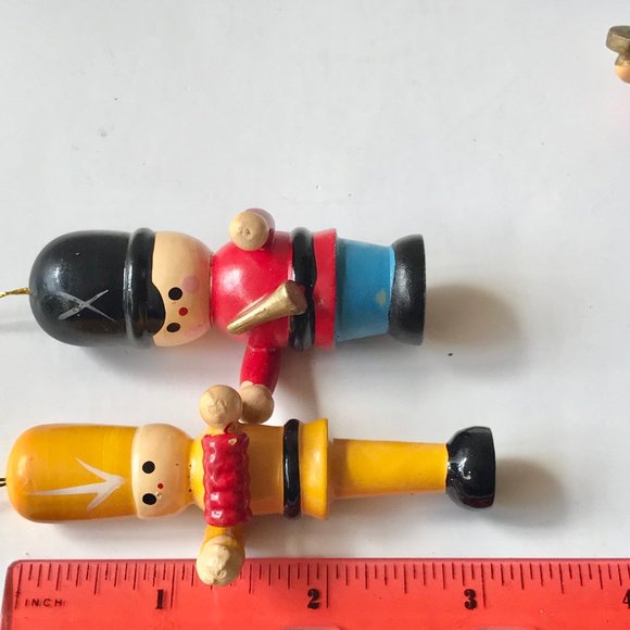 Vintage Wood Toy Soldiers Christmas Ornaments Hand Painted Drummer Nutcracker - Picture 10 of 10